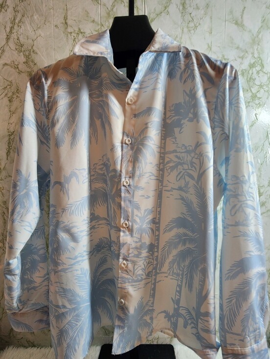 Other - White/Blue Tropical Long Sleeve Shirt